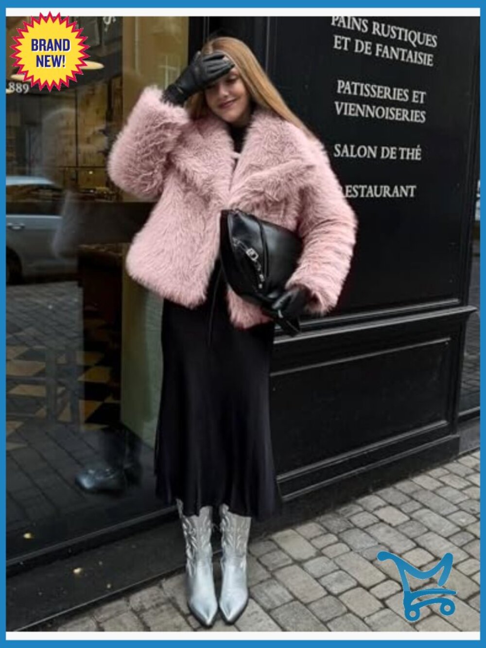 Faux Fur Coat Lapel Open Front Fluffy Shaggy Jacket Winter Warm Furry Overcoat - Picture 4 of 7